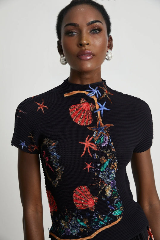 Josiane patternprint knitted top  skirt matching set