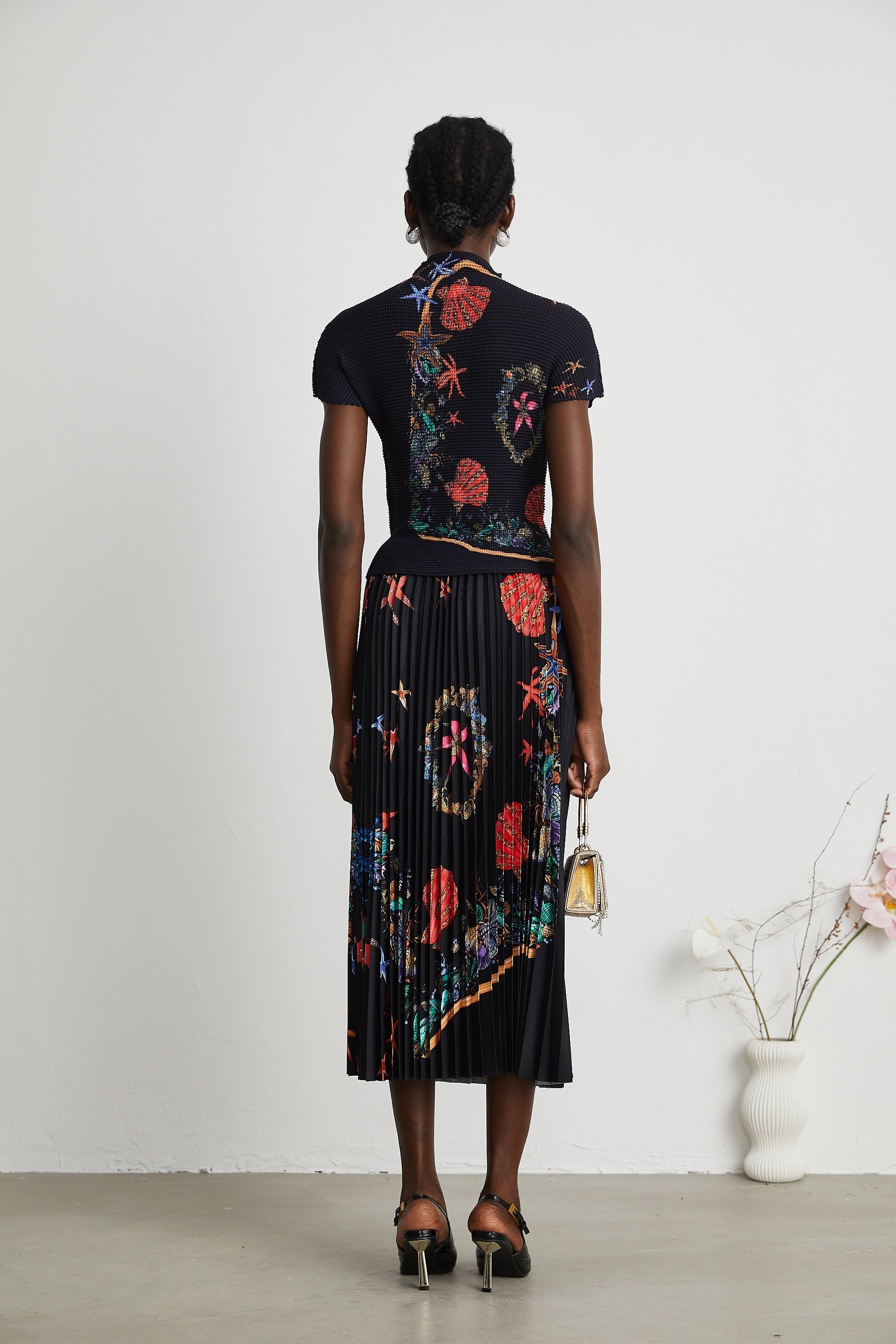 Josiane patternprint knitted top  skirt matching set