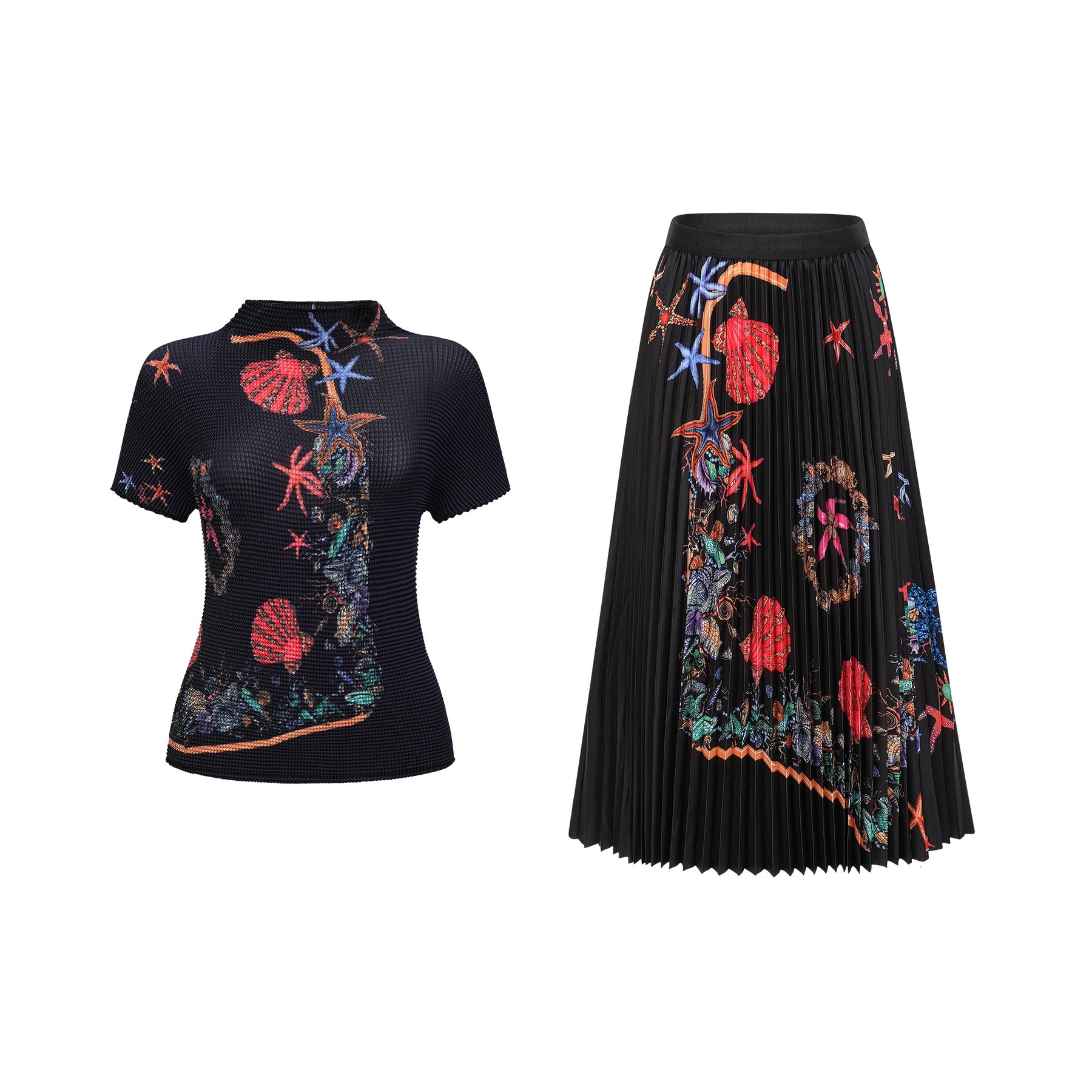 Josiane patternprint knitted top  skirt matching set