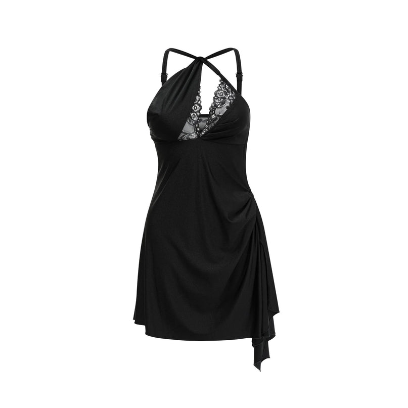 Juana lacedetail asymmetric mini dress
