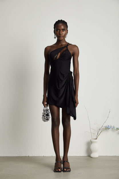 Juana lacedetail asymmetric mini dress