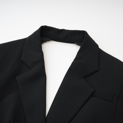 Julia Black Crystal Embellished Blazer with Scoop Back Design Long Sleeves Notched Lapels Fitted Waistline Buttoned Cuffs Front Button Fastening 100 Polyester