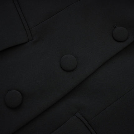 Julia Black Crystal Embellished Scoop Back Blazer with Notched Lapels and Buttoned Cuffs