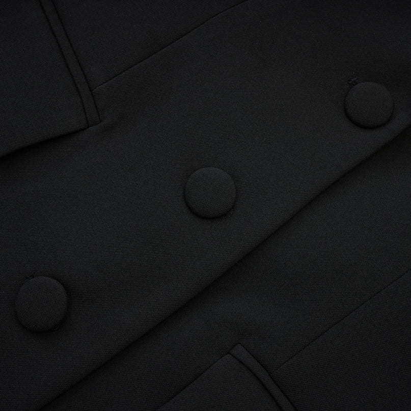 Julia Black Crystal Embellished Scoop Back Blazer with Notched Lapels and Buttoned Cuffs