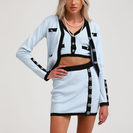 Julia Blue Knit Skirt and Top Set