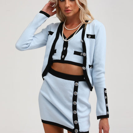 Julia Blue Knit Skirt Top Set