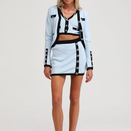 Julia Blue Knit Skirt Top Set