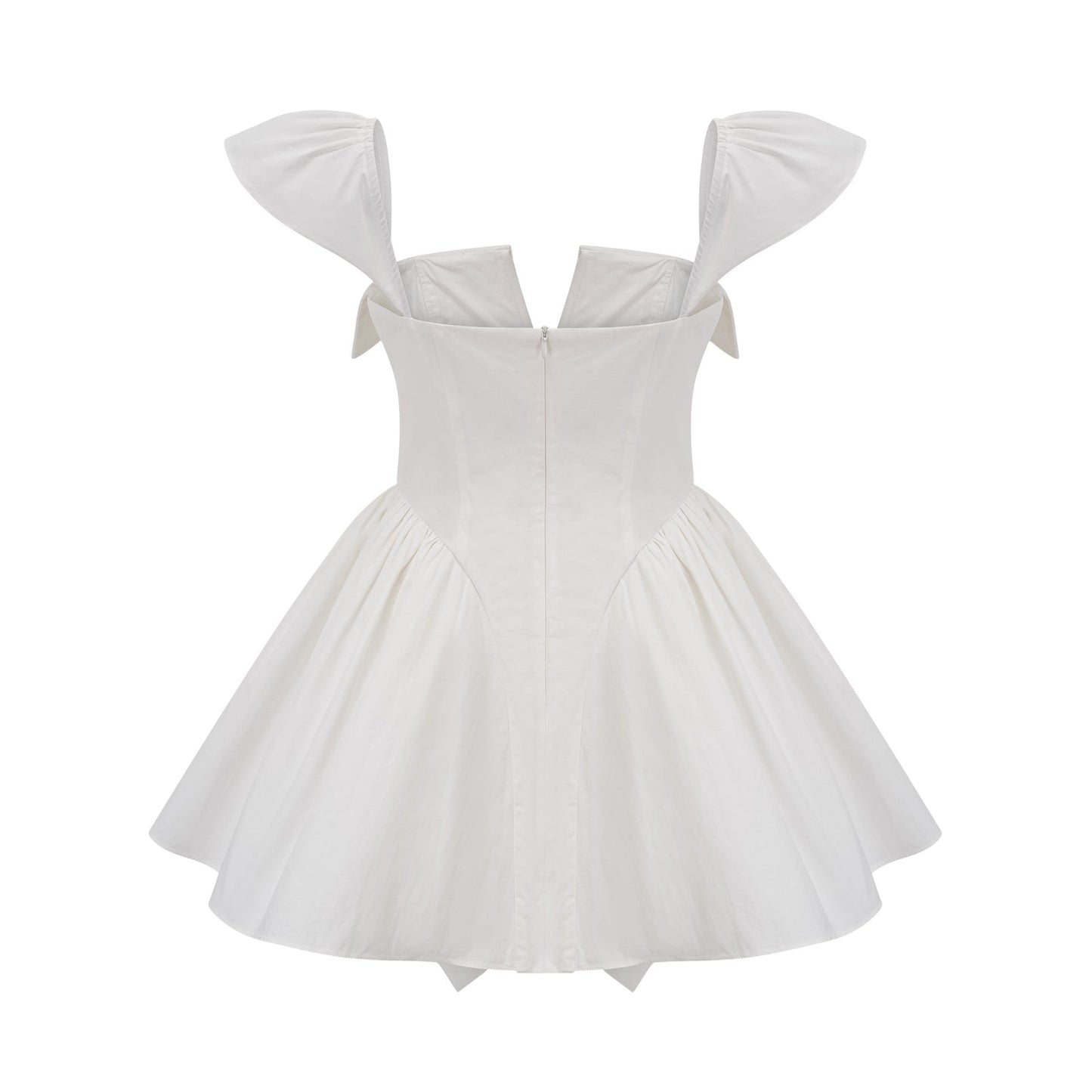 Julie white foldedneck bonded sleeveless mini dress