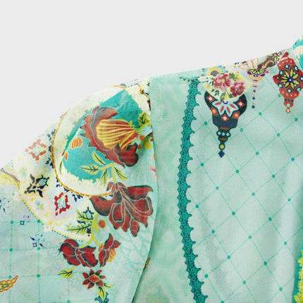 Juliette floralprint flouncehem midi dress