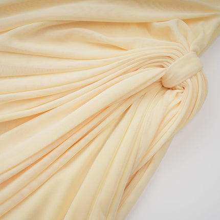 Juniper in Yellow Sunbeam Serenade Gown elegant off-the-shoulder long sleeve front tie pleated ruched draped asymmetrical slip-on floor length luxury sophistication refined glamour