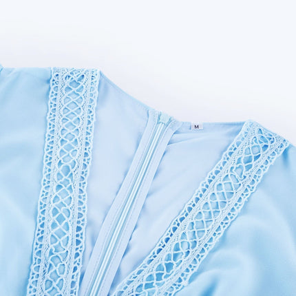 Juno Guipure Lace Maxi Dress in Light Blue