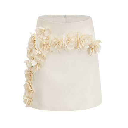 Kaitlin Floral Appliqué Jacket & Skirt Set in Neutrals