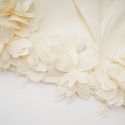 Kaitlin Floral Appliqué Jacket & Skirt Set Neutrals