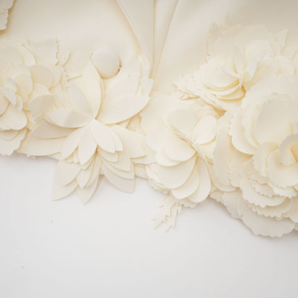 Kaitlin Floral Appliqué Jacket & Skirt Set Neutrals