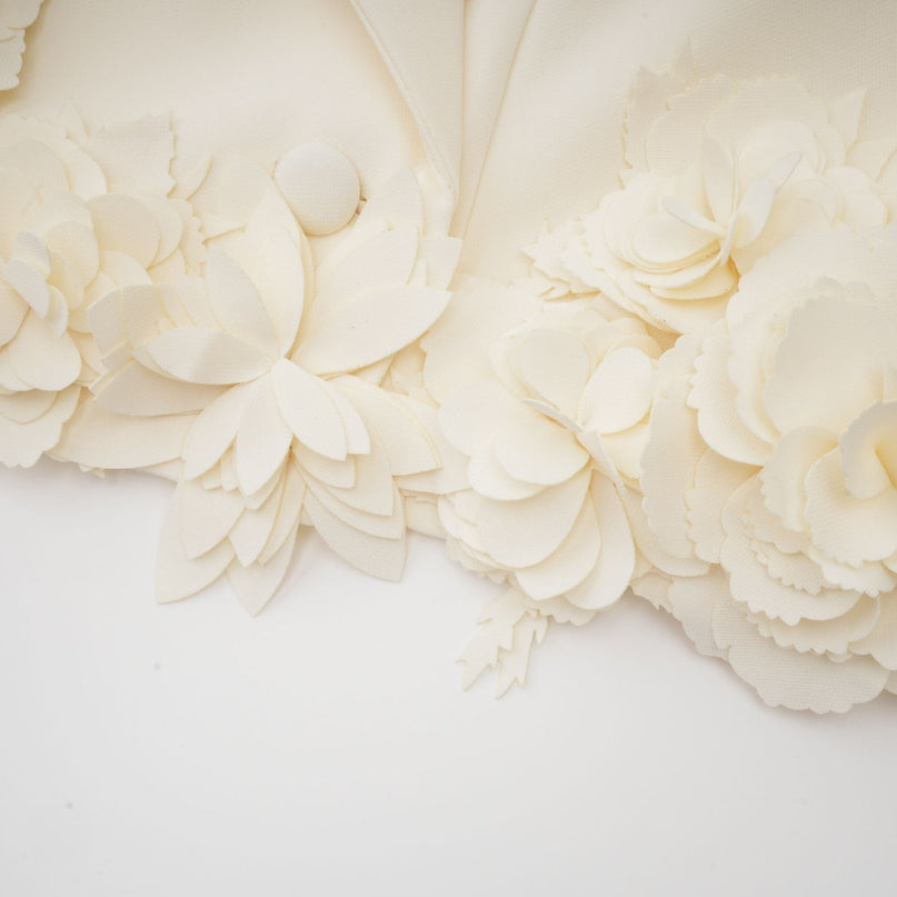 Kaitlin Floral Appliqué Jacket & Skirt Set Neutrals