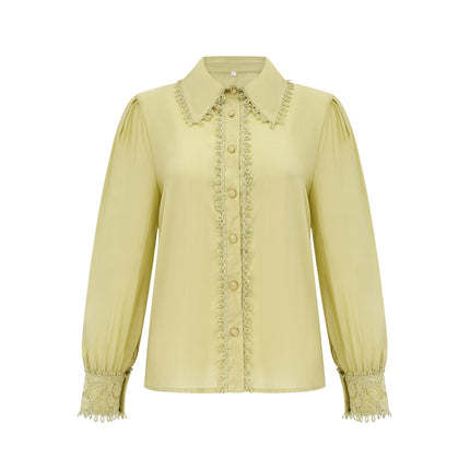Kaitlin Green Embroidered Shirt and Skirt Set
