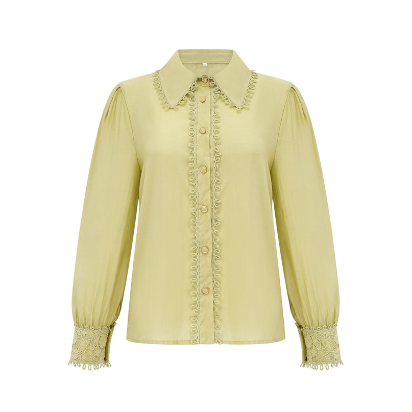 Kaitlin Green Embroidered Shirt and Skirt Set