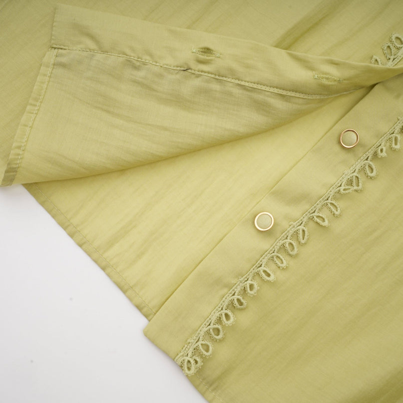 Kaitlin Green Embroidered Shirt Skirt Set