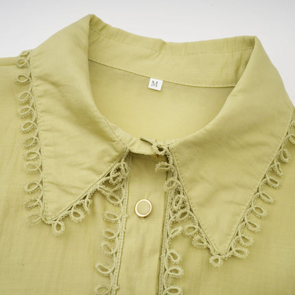 Kaitlin Green Floral Embroidered Shirt Skirt Set