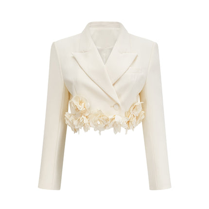 Kaitlin Neutrals Floral Appliqué Jacket Skirt Set