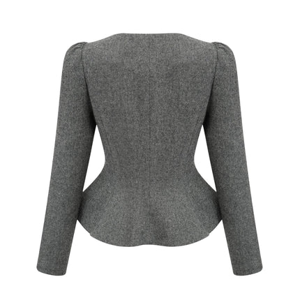 Kali Grey Herringbone Peplum Crystal Embellished Top Shorts Set
