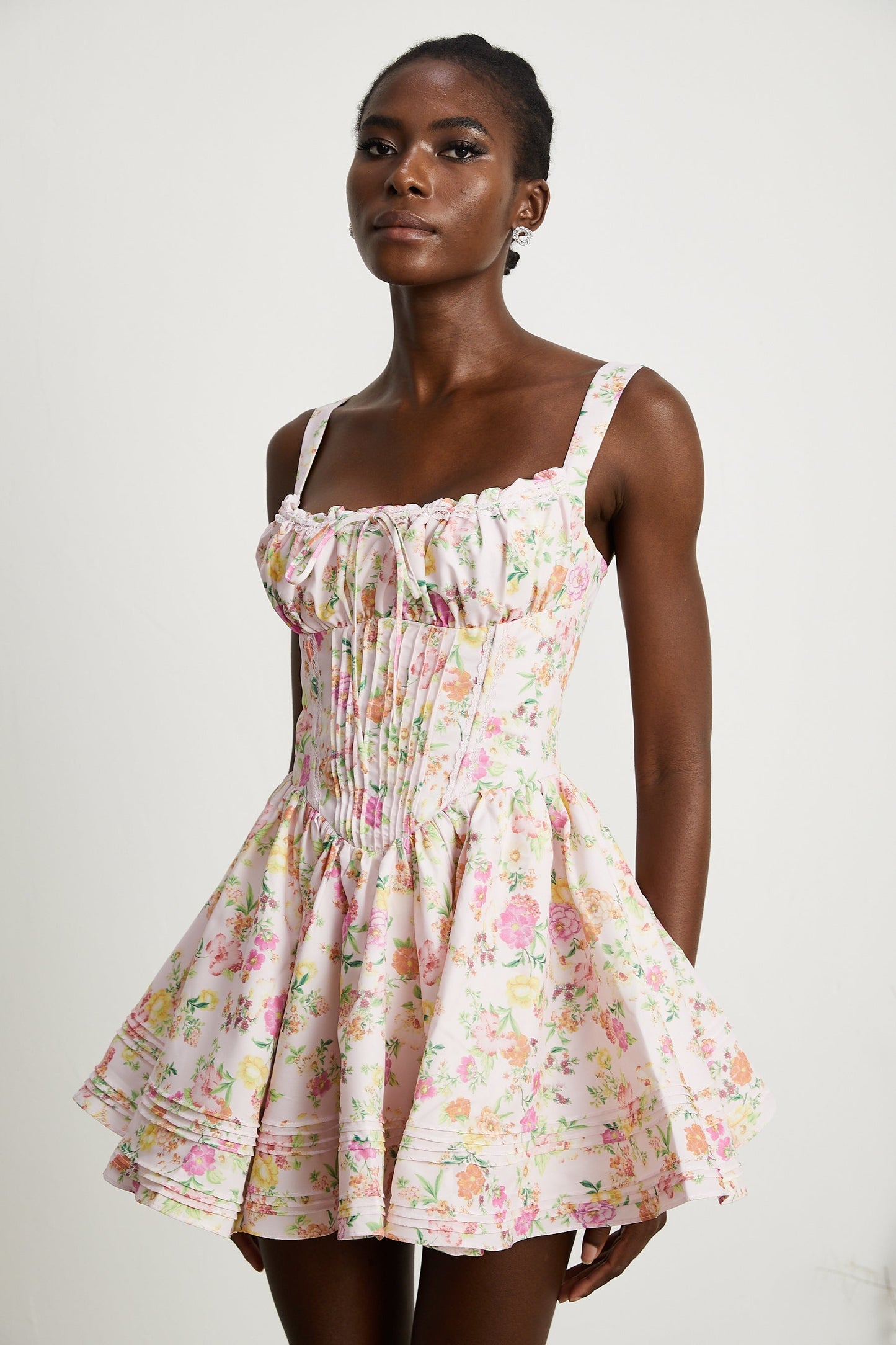 Kara floralprint cotton mini dress