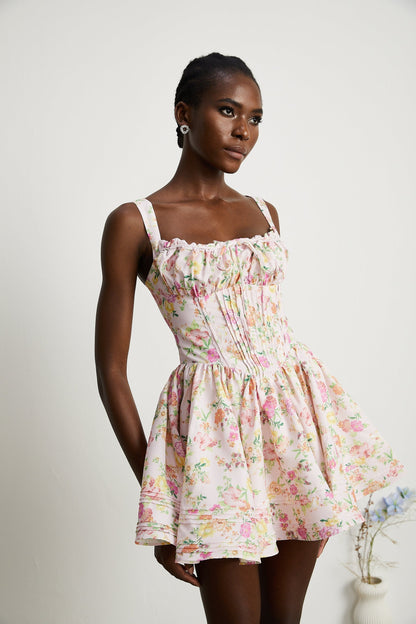 Kara floralprint cotton mini dress