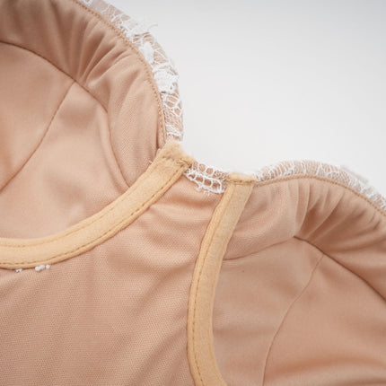 Karine floral lace panelling bustier top in Neutrals