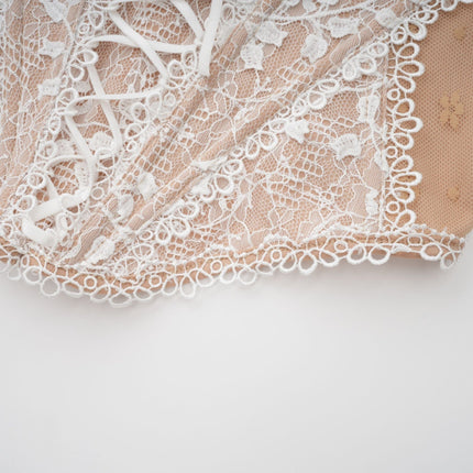 Karine floral lace panelling bustier top in Neutrals
