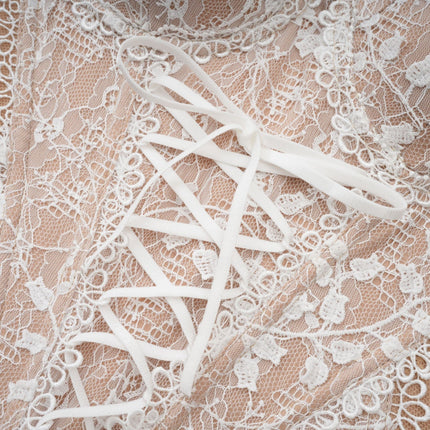 Karine floral lace panelling bustier top in Neutrals