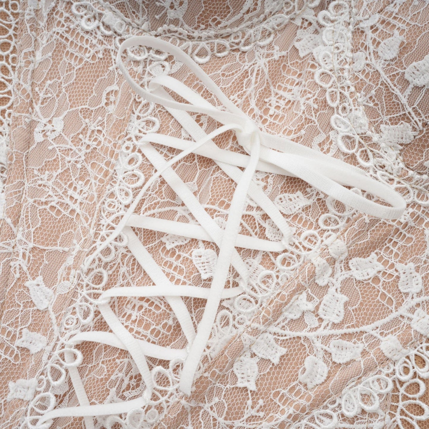 Karine florallacepanelling bustier top