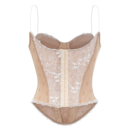 Karine neutrals floral lace bustier top