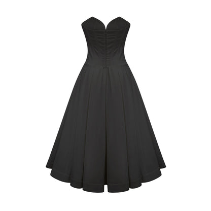 Katherine offshoulder corset midi dress in Black