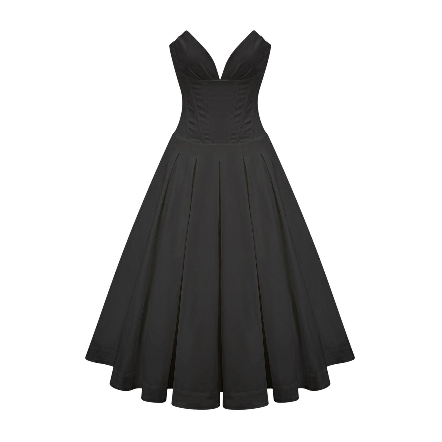 Katherine offshoulder corset midi dress in Black