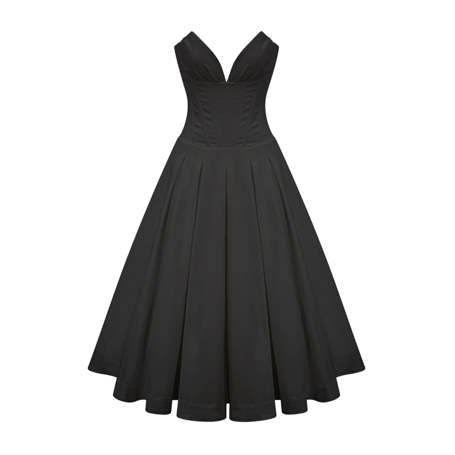 Katherine offshoulder corset midi dress in Black