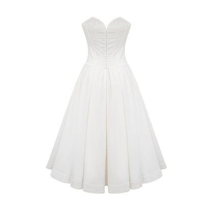 Katherine offshoulder corset midi dress in White