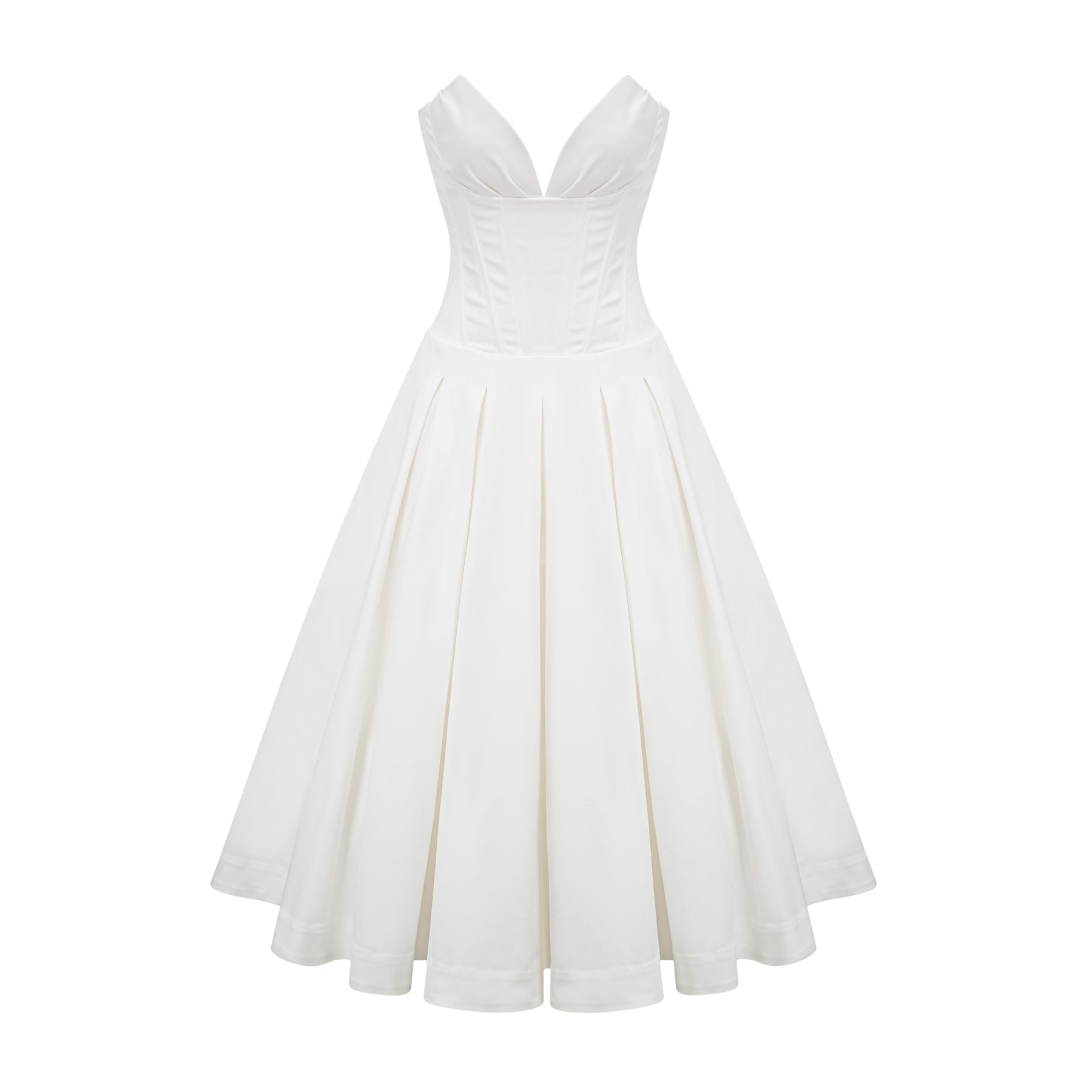 Katherine offshoulder corset midi dress in White