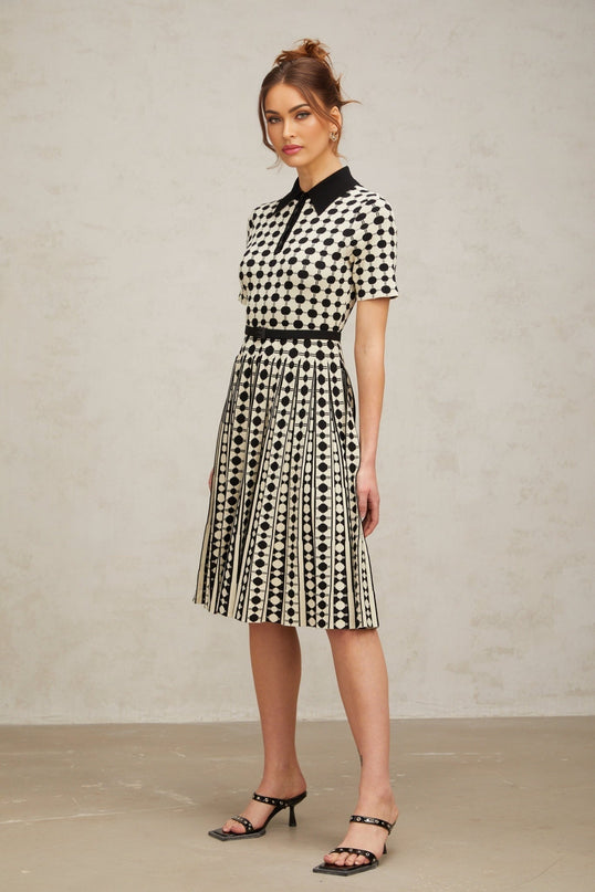 Kendra White Polka Dot Midi Dress
