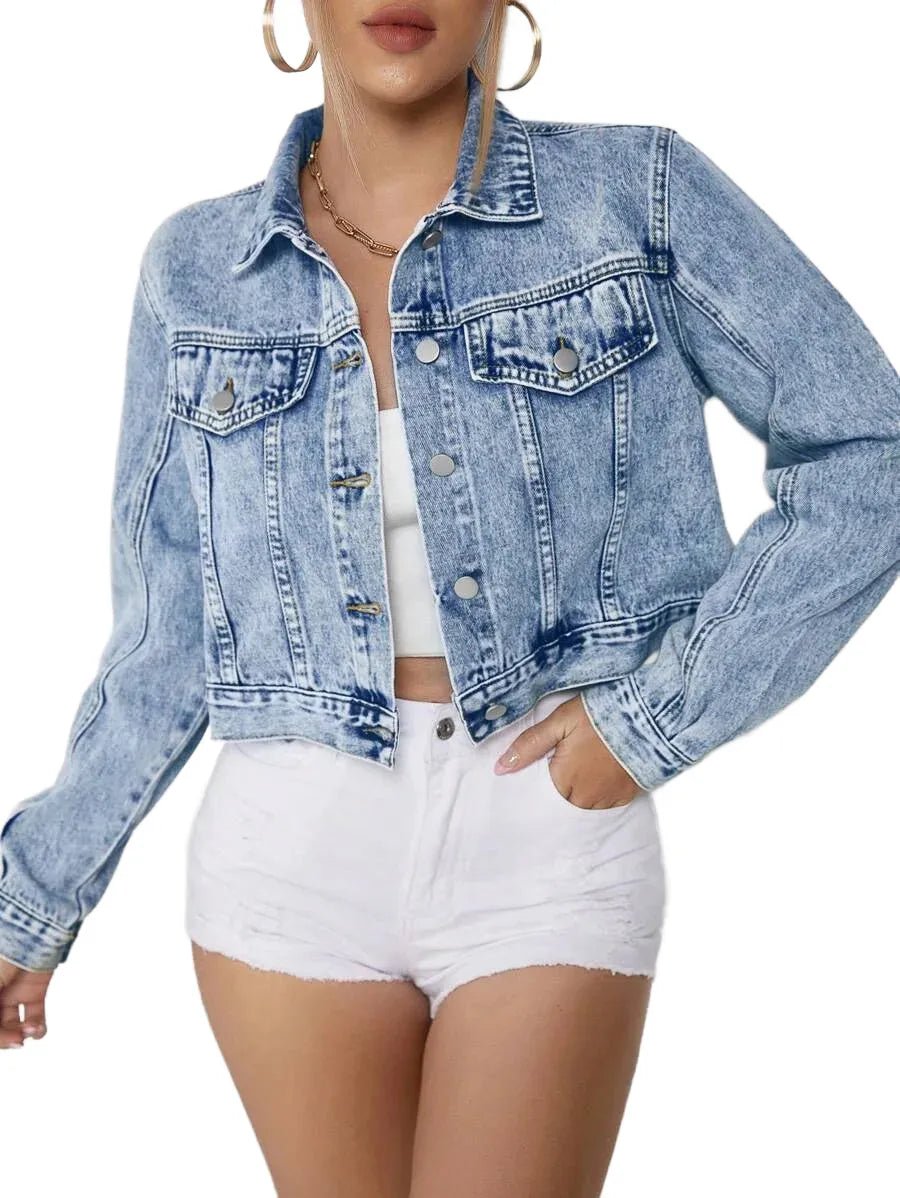 Kenzie Cropped Denim Jacket Classic Style for Every Wardrobe in Blue - Blue