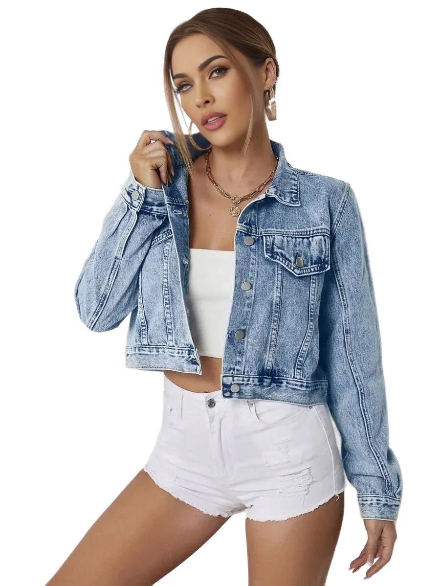 Kenzie Cropped Denim Jacket Classic Style for Every Wardrobe in Blue - Blue