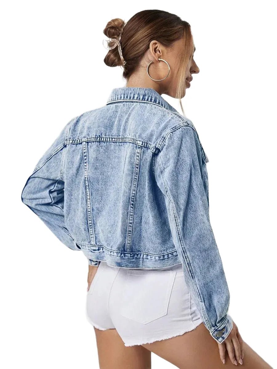 Kenzie Cropped Denim Jacket Classic Style for Every Wardrobe in Blue - Blue