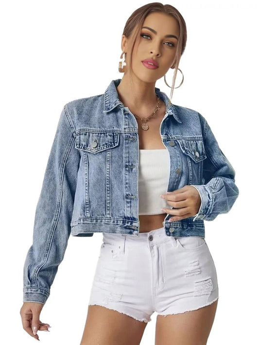 Kenzie Cropped Denim Jacket Classic Style for Every Wardrobe in Blue - Blue