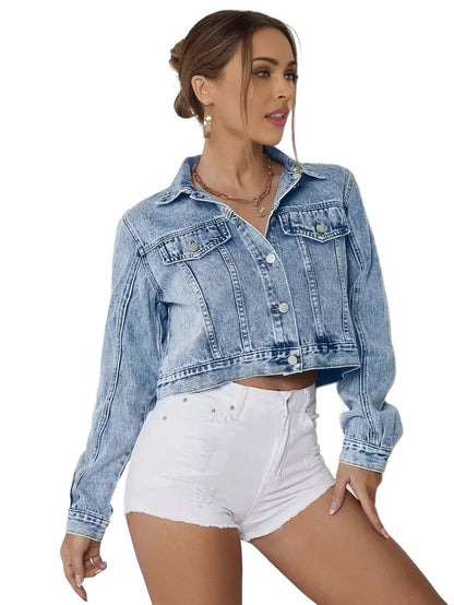 Kenzie Cropped Denim Jacket Classic Style for Every Wardrobe in Blue - Blue