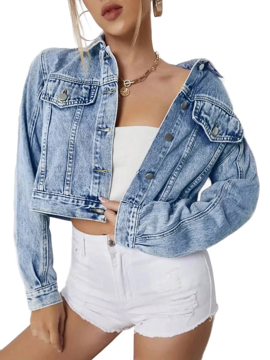 Kenzie Cropped Denim Jacket Classic Style for Every Wardrobe in Blue - Blue