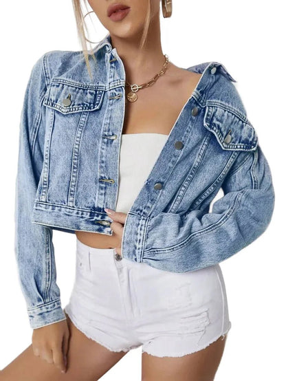 Kenzie Cropped Denim Jacket Classic Style for Every Wardrobe in Blue - Blue