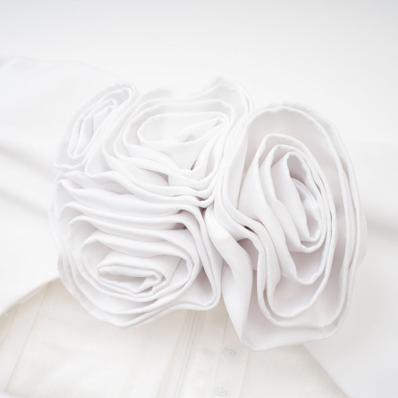 Kenzie White Floral Applique Off Shoulder Dress