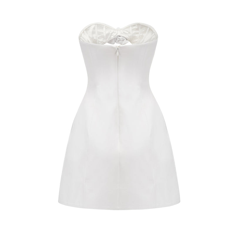 Kenzie White Floral Applique Off-Shoulder Dress