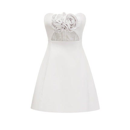 Kenzie White Floral Appliqué Off-the-Shoulder Dress