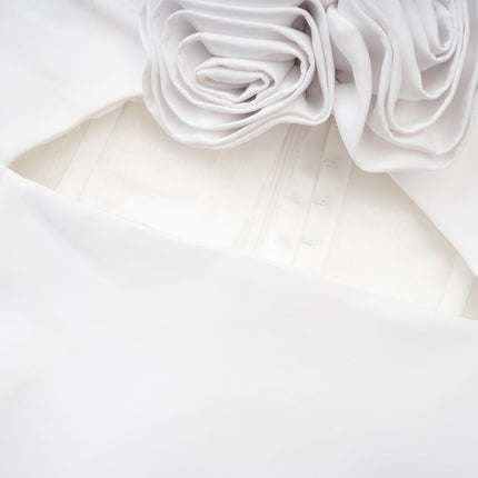 Kenzie White Floral Appliqué Off-the-Shoulder Dress