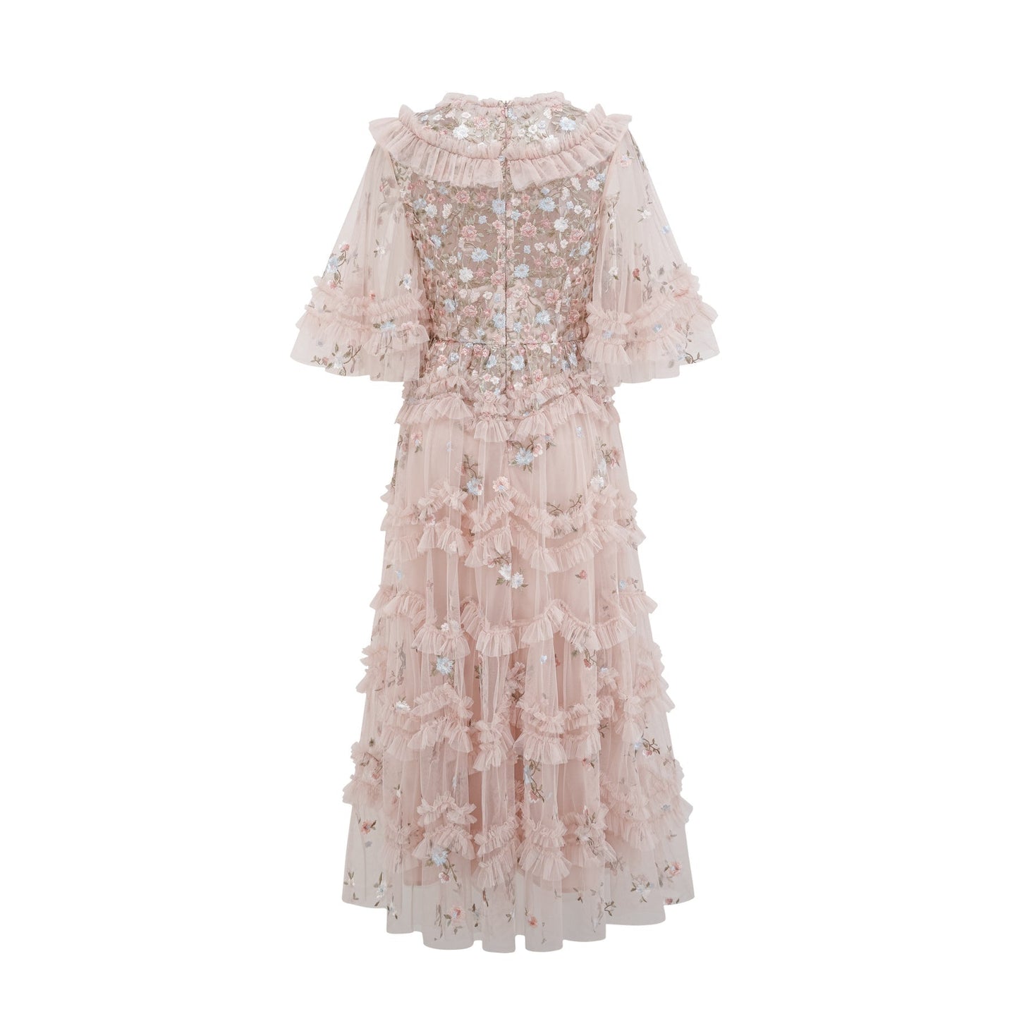 Kévina floralembroidered tiered ruffled midi dress